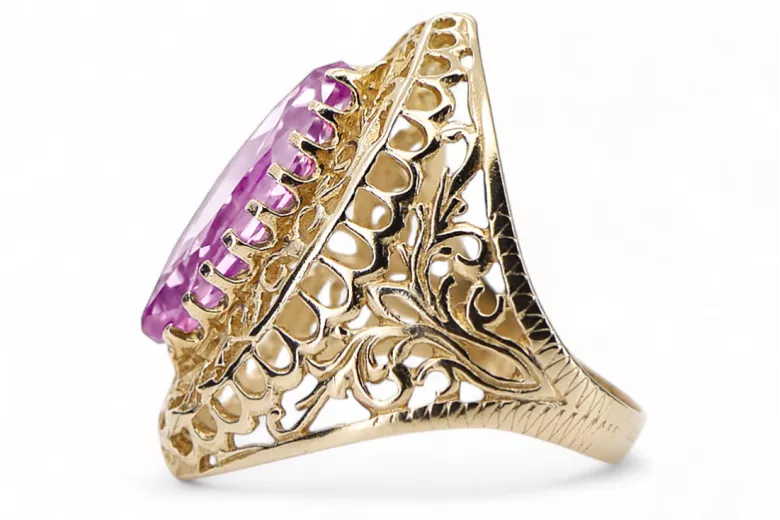Ring Amethyst 14 Karat Gelbgold Vintage Schmuck vrc090y